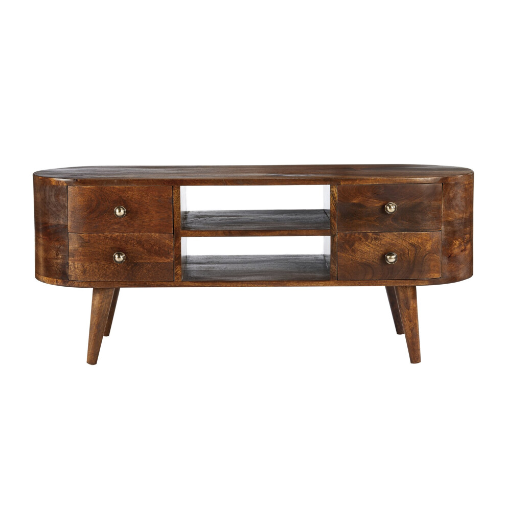 Mid-century style solid  wood 4 drawer tv unit  H 46 x W 110 x D 35 cm
