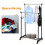 Black Adjustable Double Clothes Rail | Garment Hanging Stand On Wheels 2