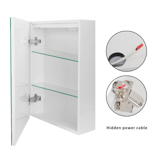 LED Bathroom Mirror Cabinet Storage & Shaver Socket Demister Sensor Wall Mounted 2