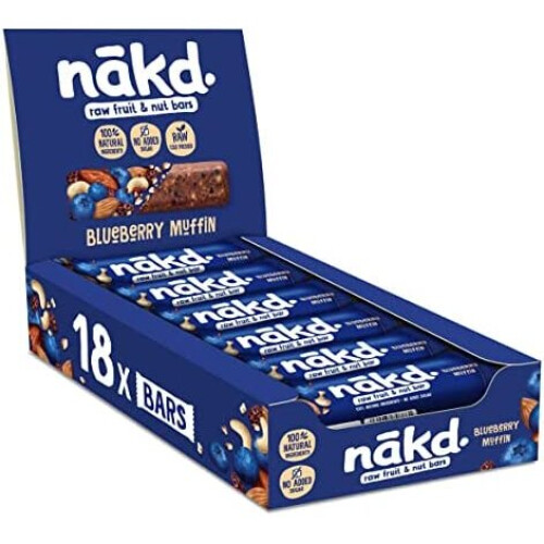 Nakd Blueberry Muffin Natural Fruit & Nut Bars - Vegan - Gluten Free - Healthy Snack, 35 g (Pack of 18)