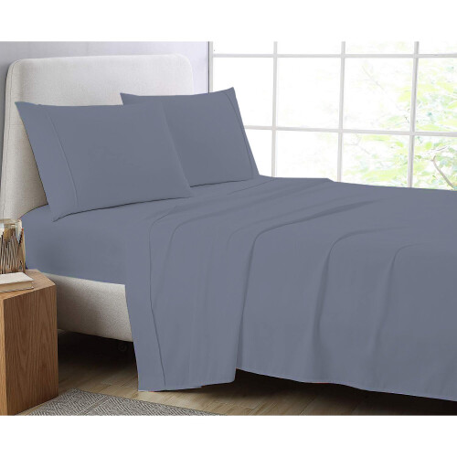 (Grey, Double) Full Flat Sheet Bed Sheets 100% Poly Cotton Single Double King Super King Size