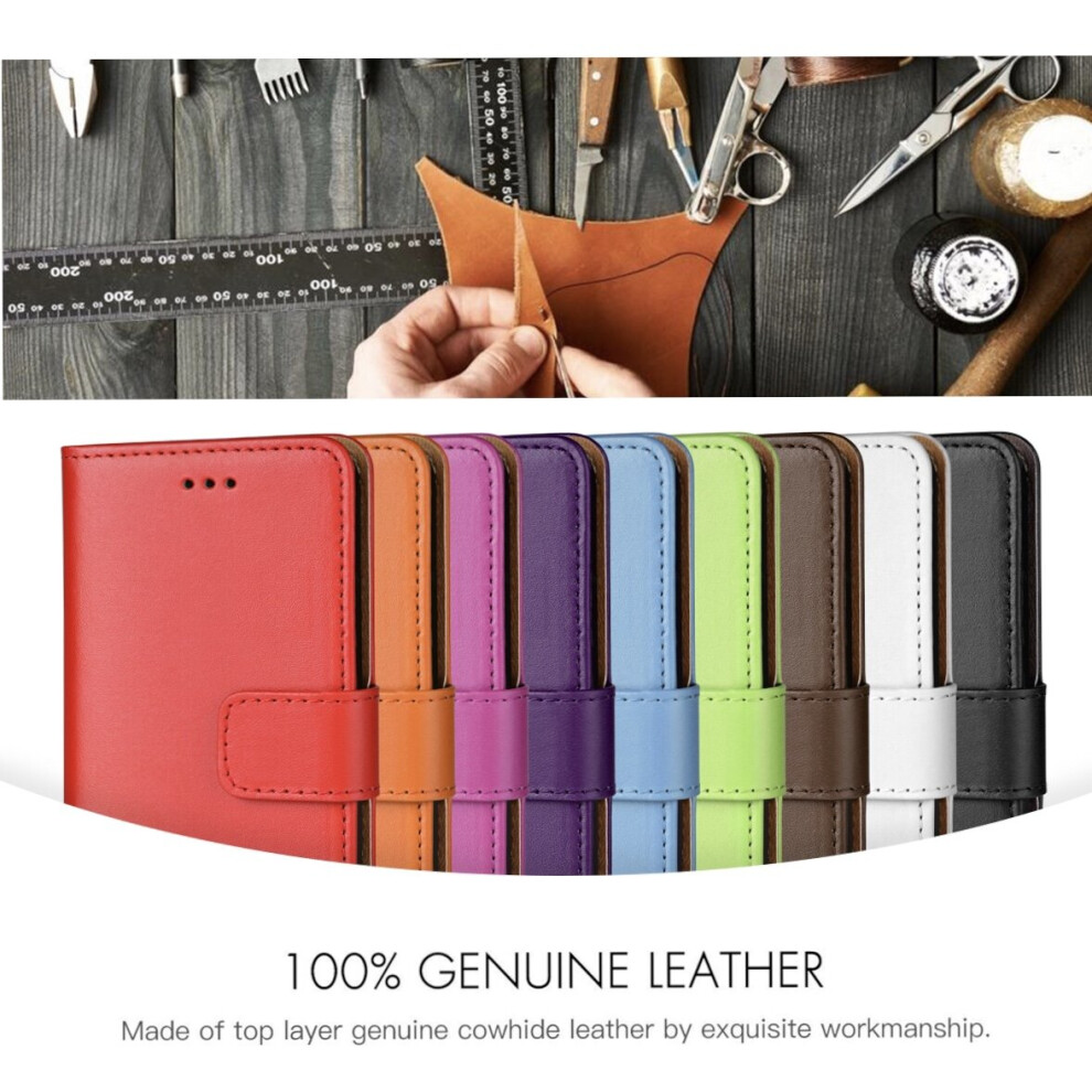 (IP 13 PRO MAX, White) Genuine Real Leather Wallet Case for iPhone 4g/iP13