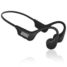 August EP400B Bone Conduction Open-Ear Headphones, Bluetooth 5.3, IP68 Waterproof, 16GB MP3 Player, 25g, 10h