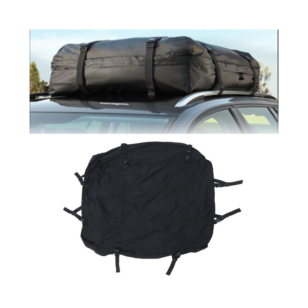 425L Universal Car Roof Cargo Bag Car Top Carrier Side Rail Rack Cross Bar Waterproof Travel Luggage Pouch Black 3654659383990