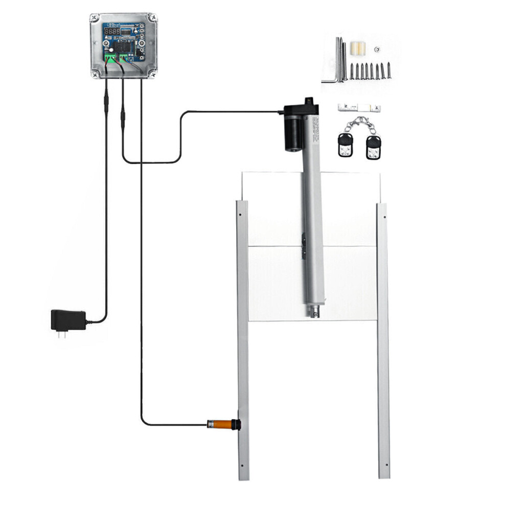(AU Plug) 600MM Push Rod Type 2 In 1 Photosensitive Timing Chicken Cage Door Opener