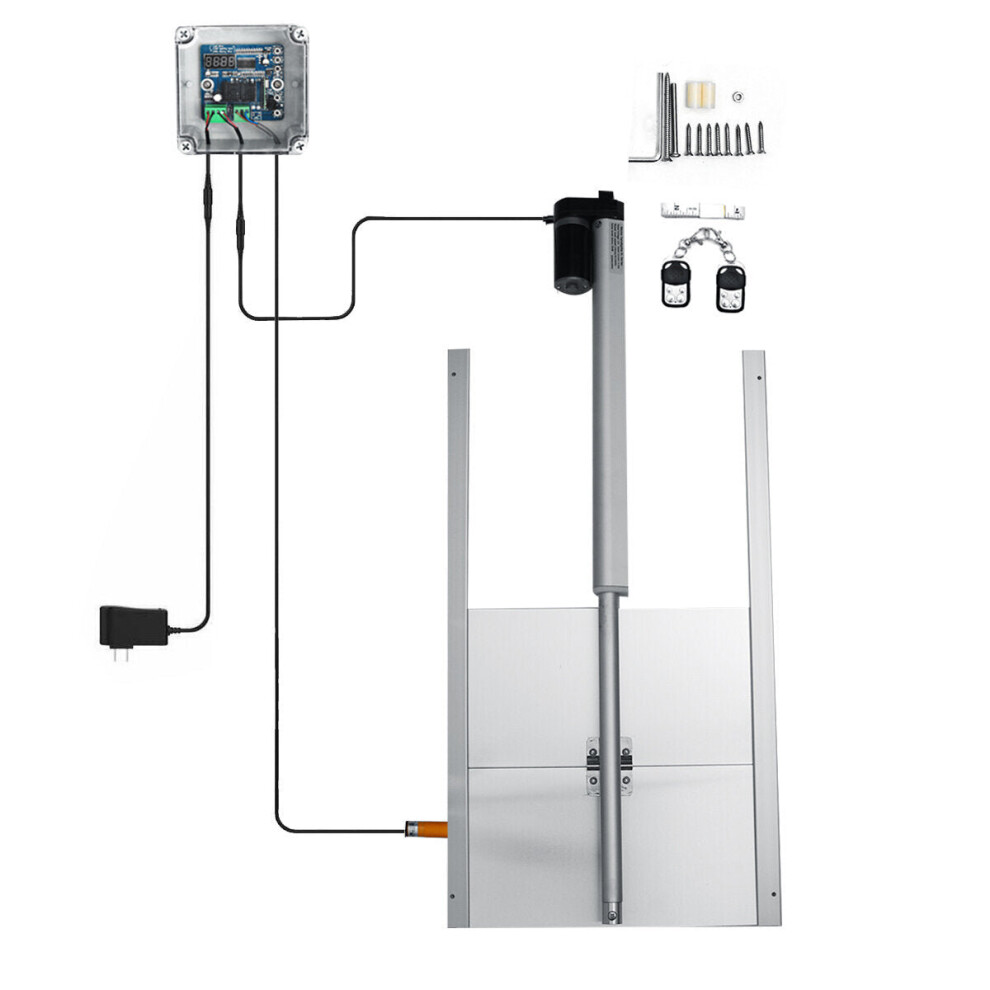 (AU Plug) 110V-220V 66W Metal Automatic Chicken Coop Door Auto Opener Metal Cage Closer Timer infrared Pet