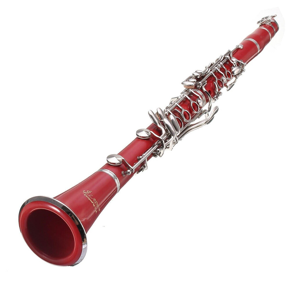 (Red) 17 keys Drop B Multiple Colour Clarinet with Portable Case/Cleaning Cloth