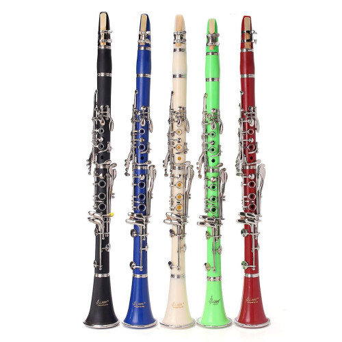 (Black) 17 keys Drop B Multiple Colour Clarinet with Portable Case/Cleaning Cloth 1