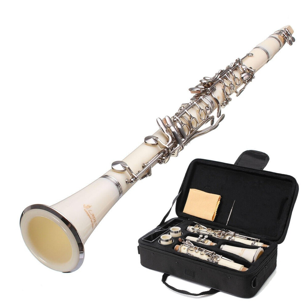 (white) 17 Keys Drop B Multiple Colour Clarinet With Portable Case/Cleaning Cloth