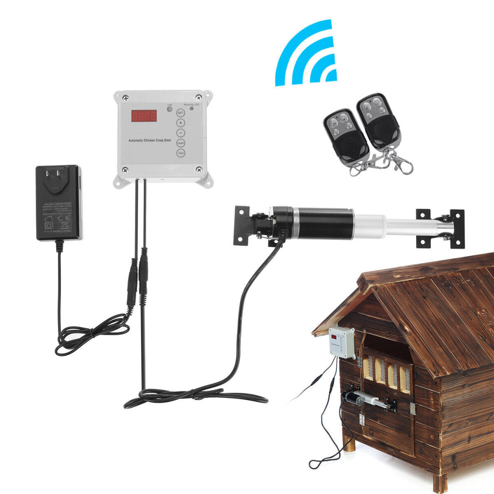 (UK Plug) Automatic Chicken Coop Door Opener Light Sensor for Heavy Duty Dual Swing Gates