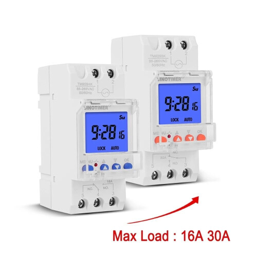 (TM928BKL) LCD Display Backlight Digital Weekly Programmer Universal 220V 110V Input 1NO + 1NC Cycle Time Controller DIN Rail 2