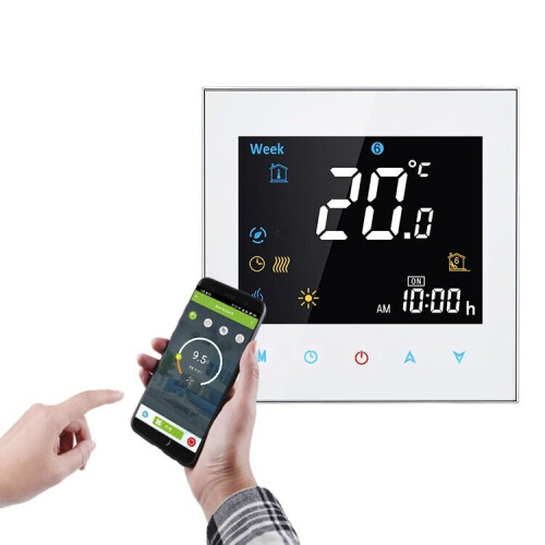 (Silver) LCD Touch Screen Smart Wireless Zwave Wall-hung Boiler Thermostat Floor Heating Controller 1
