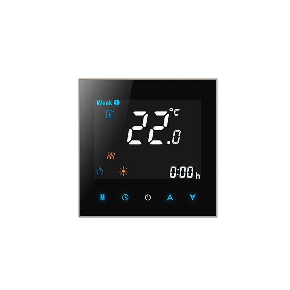 (Black) LCD Touch Screen Smart Wireless Zwave Wall-hung Boiler Thermostat Floor Heating Controller