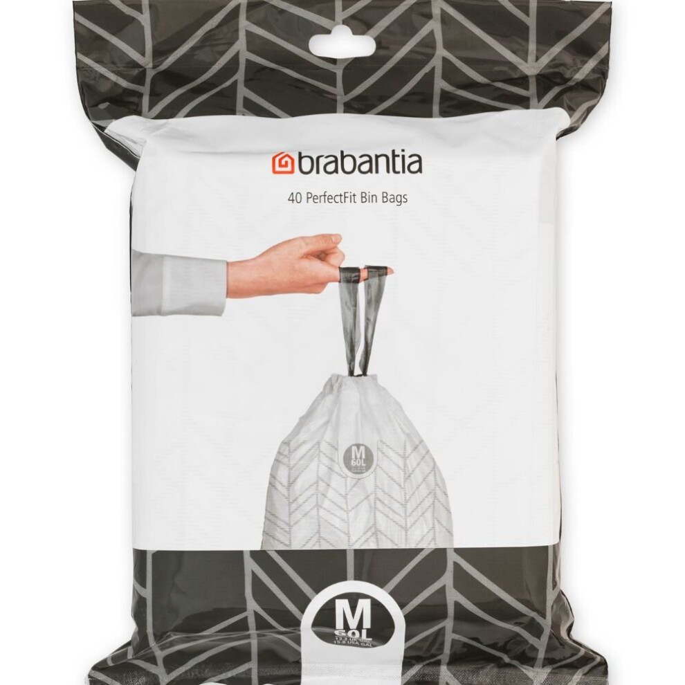 Brabantia Size M Bin Liners In A Dispenser Pack - 60L - 40 Bags