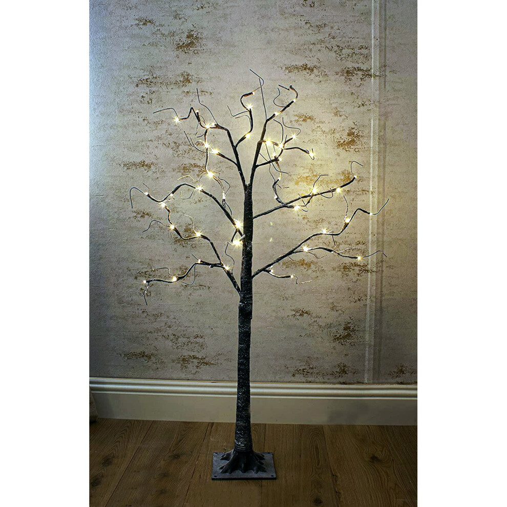 120cm Luxury Christmas Tree Brown Birch Twig 48 Warm White LED Lights