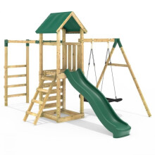 (Cook) Rebo Adventure Wooden Climbing Frame with Monkey Bar, Swings & Slide