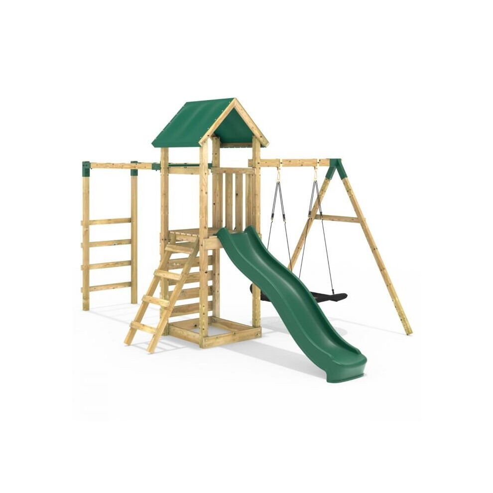 (Cook) Rebo Adventure Wooden Climbing Frame with Monkey Bar, Swings & Slide