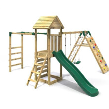 (Dolomite) Rebo Wooden Climbing Frame with Swings, Slide, Up & over Climbing wall and Monkey Bars