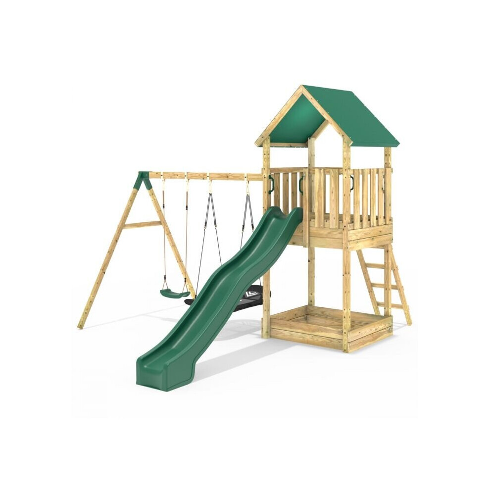 (Swing Gisburn) Rebo Modular Wooden Climbing Frame Adventure Playset