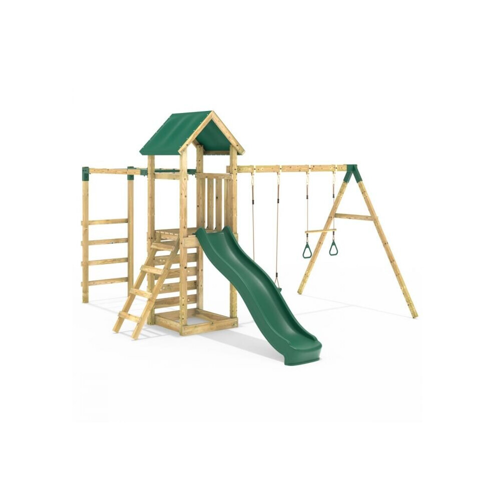 Rebo (Logan) Adventure Wooden Climbing Frame With Monkey Bar, Swings & Slide