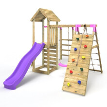 (Carpathian) Rebo Wooden Climbing Frame with Swings, Slide, Up & over Climbing wall and Monkey Bars