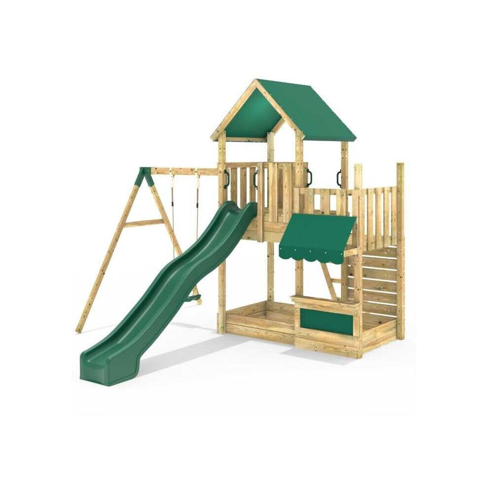 Wooden Climbing Frame with Play Tower and Slide - M3 Single Shop