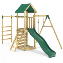 (Arvon) Rebo Adventure Wooden Climbing Frame with Monkey Bar, Swings & Slide