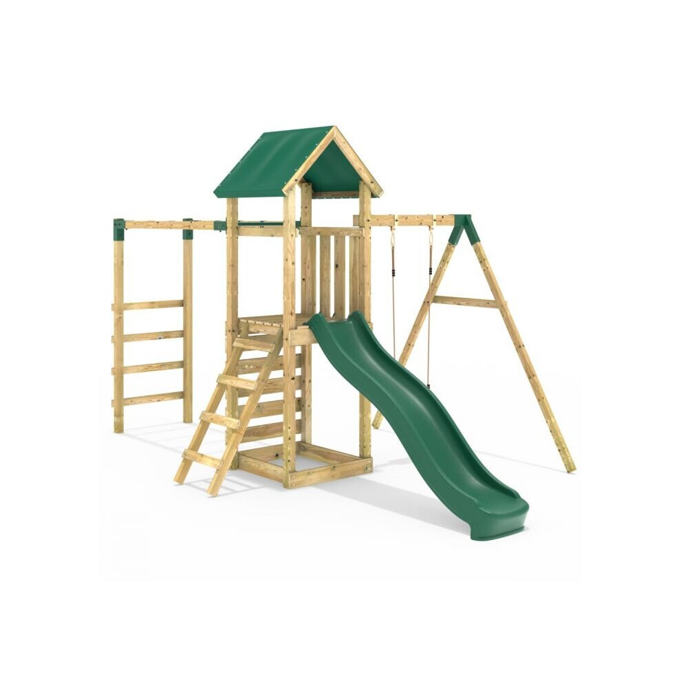 Rebo (Arvon) Adventure Wooden Climbing Frame With Monkey Bar, Swings & Slide