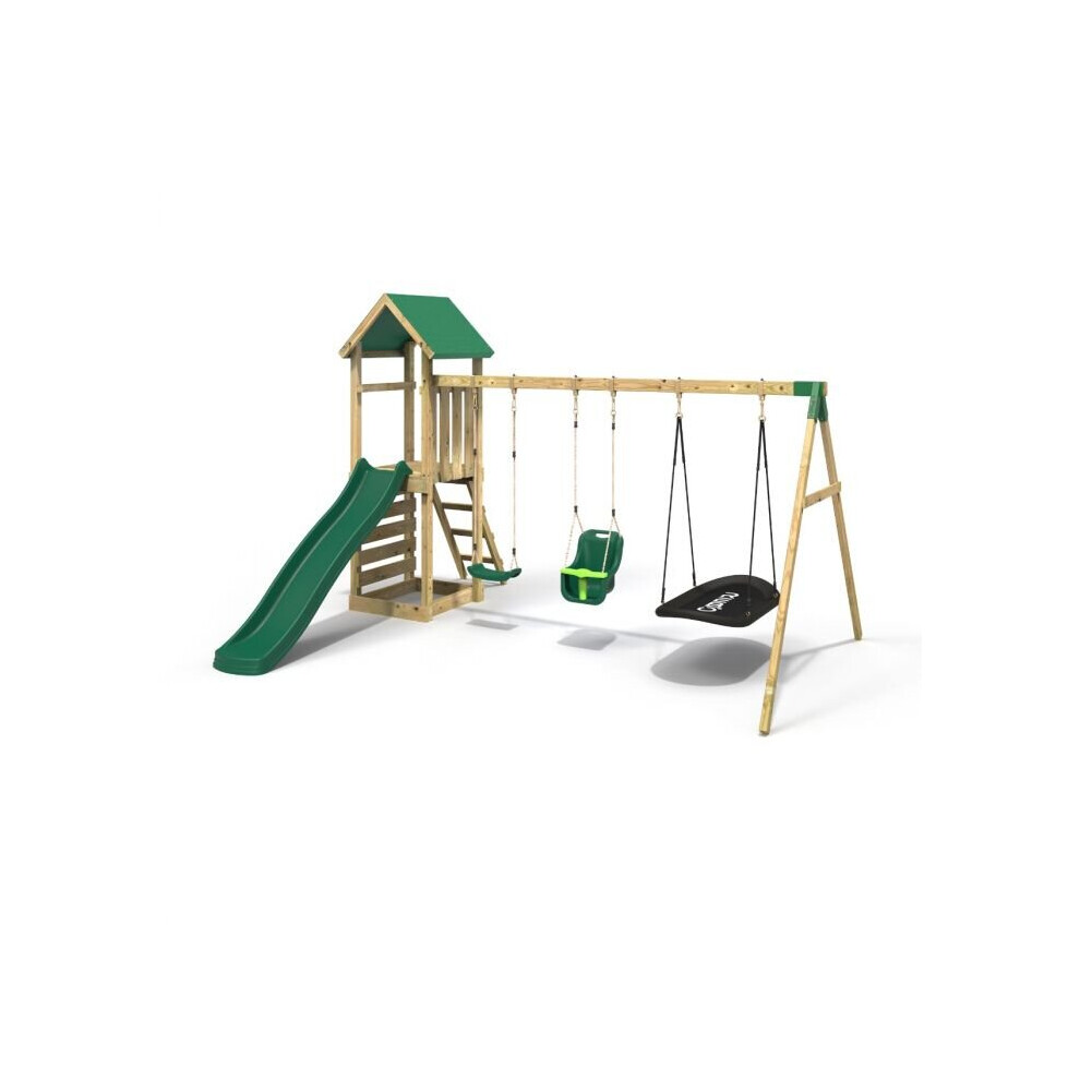 (Snowdon) Rebo Adventure Wooden Climbing Frame, Swing Set and Slide