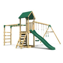 (Pelion) Rebo Adventure Wooden Climbing Frame with Monkey Bar, Swings & Slide