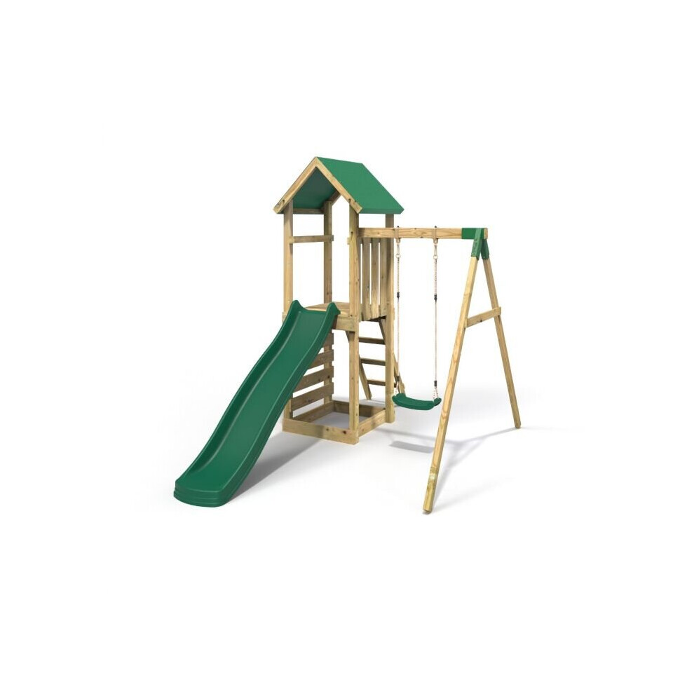 (Rushmore) Rebo Adventure Wooden Climbing Frame, Swing Set and Slide