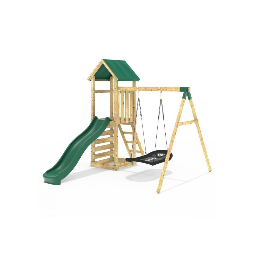 (Elbrus) Rebo Adventure Wooden Climbing Frame, Swing Set and Slide