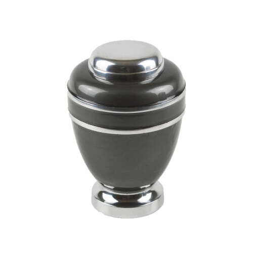 Medium Keepsake Dark Grey and Silver Metallic Urn Memorabilia Loved One