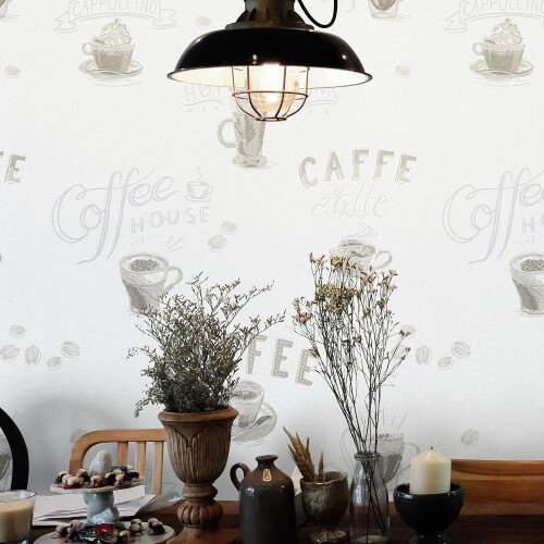 Grey Coffee House Wallpaper Erismann Paste The Wall Vinyl Kitchen Textured 2