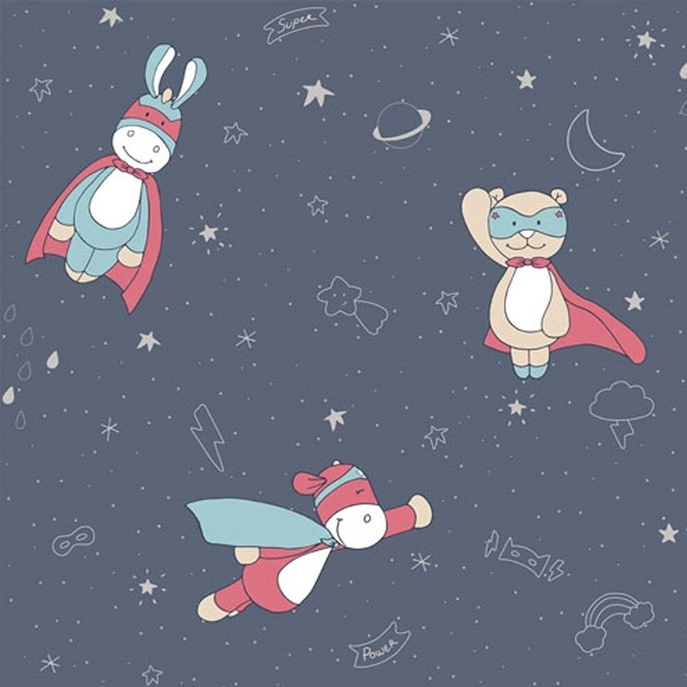 Noukie's Sweet Dreams Navy Blue Cartoon Galaxy Paste The Wall Wallpaper