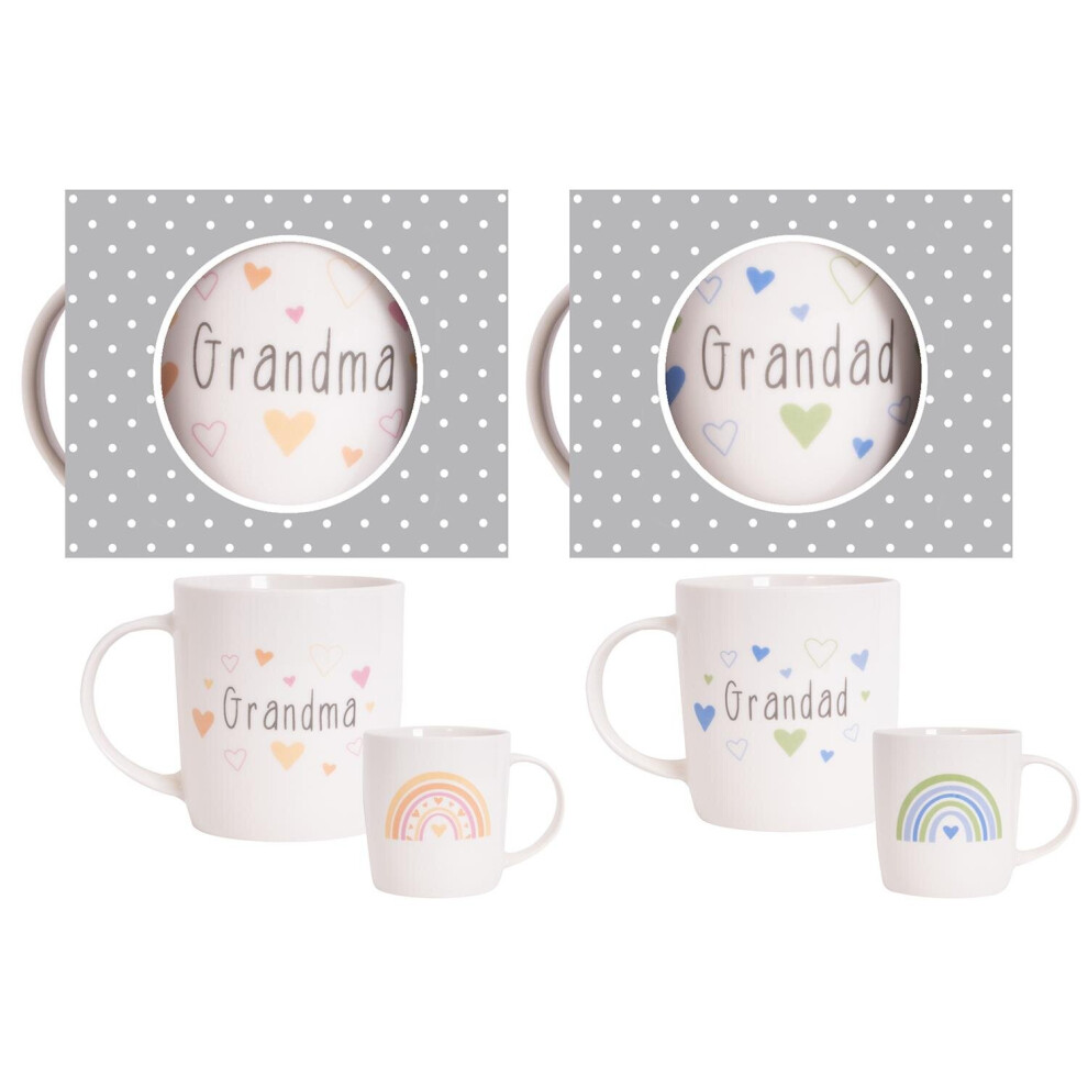 Grandparents Mugs Grandma Grandad Gift Set 12oz New Bone China