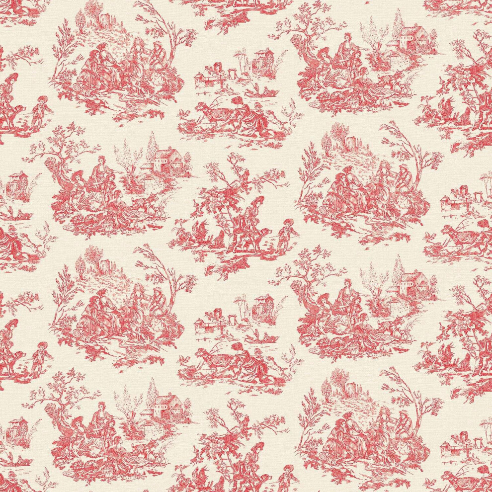 Exclusive Shades Cream Red Toile De Jouy Country Animal Print Theme Wallpaper 5056301493923