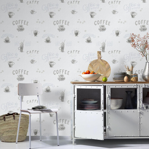 Grey Coffee House Wallpaper Erismann Paste The Wall Vinyl Kitchen Textured 1
