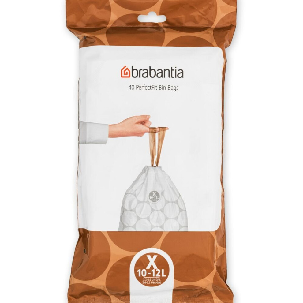 Brabantia Size X Bin Liners In A Dispenser Pack - 10 12L - 40 Bags