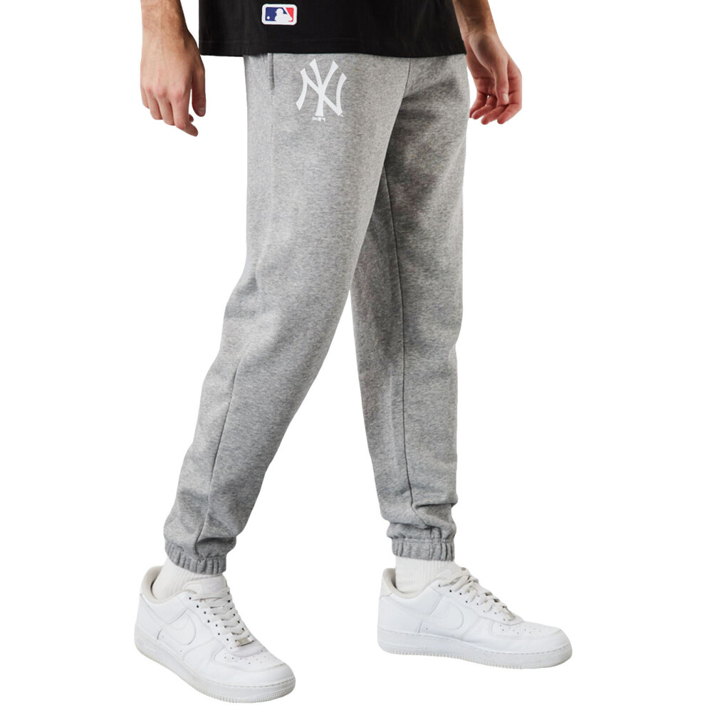 (2XL, Grey) New Era Mens New York Yankees MLB Team Logo Jogging Bottoms Joggers - Grey