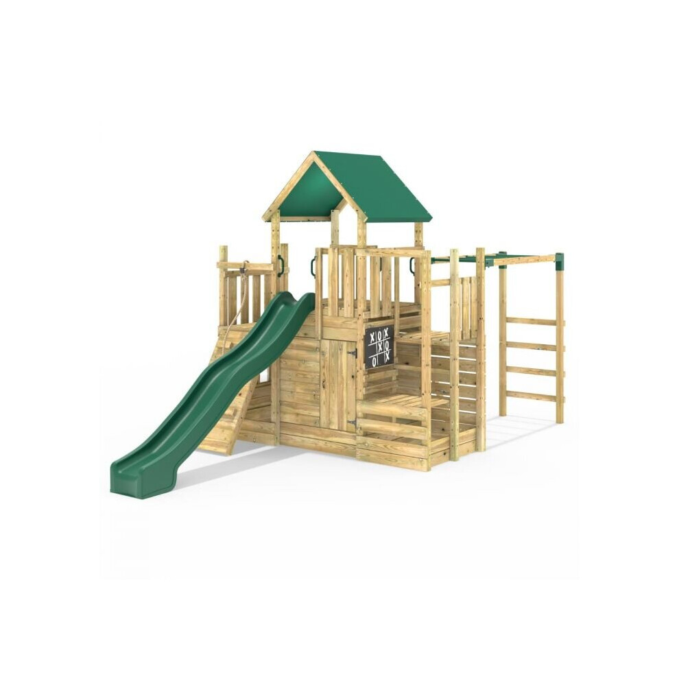 Rebo (M21 Ramp, Den & Monkey Bars) Modular Wooden Climbing Frame Adventure Playset - M21