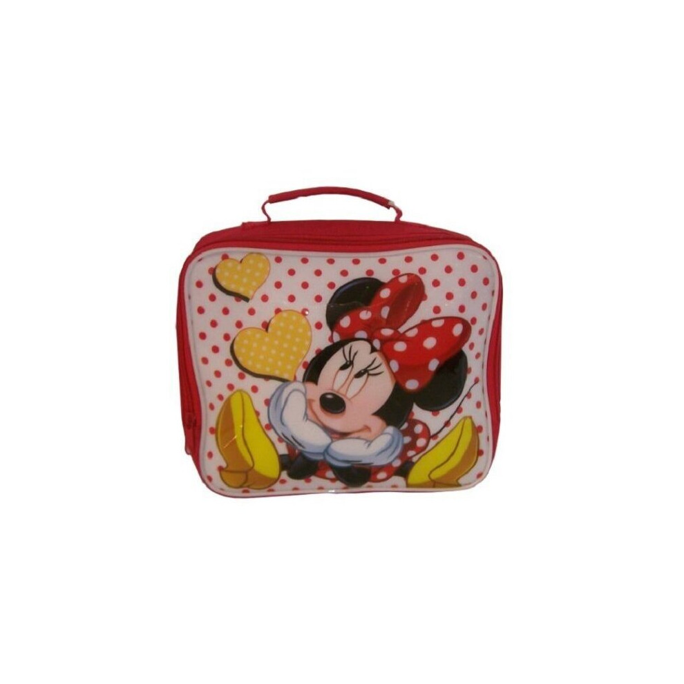 Disney Minnie Mouse School Lunch Carry Bag Red Handle Pink,Red