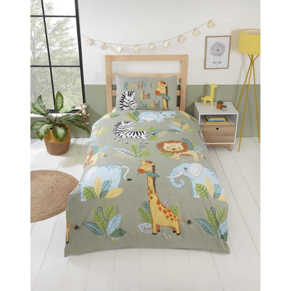 Rapport Home (Toddler) Studio Kids Rumble In The Jungle Duvet Cover Set Multi Single Children Bedding Multicoloured