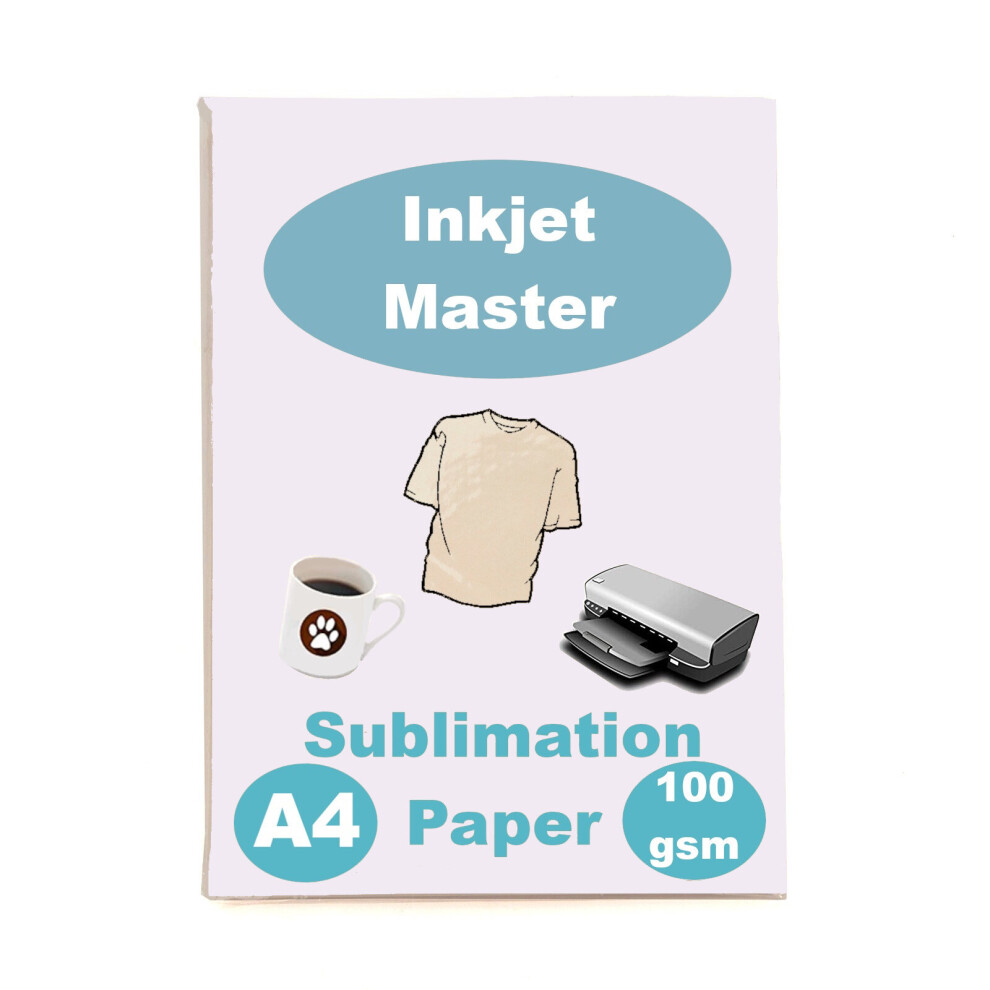 A4 Sublimation Heat Press Transfer Paper 100gsm Ream 100 Sheets Dye Print Mugs