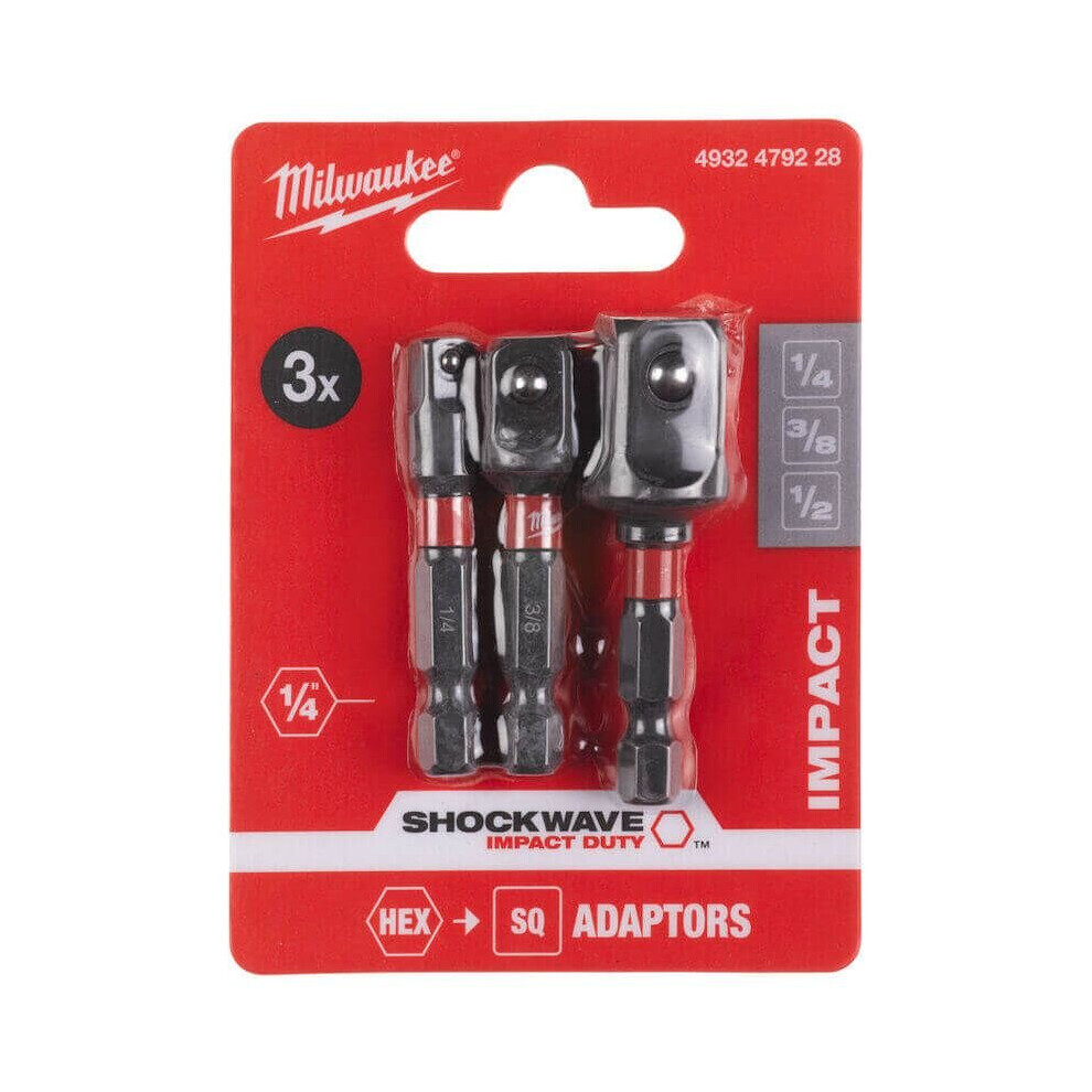 Milwaukee Shockwave Socket Adaptor Set-3pc