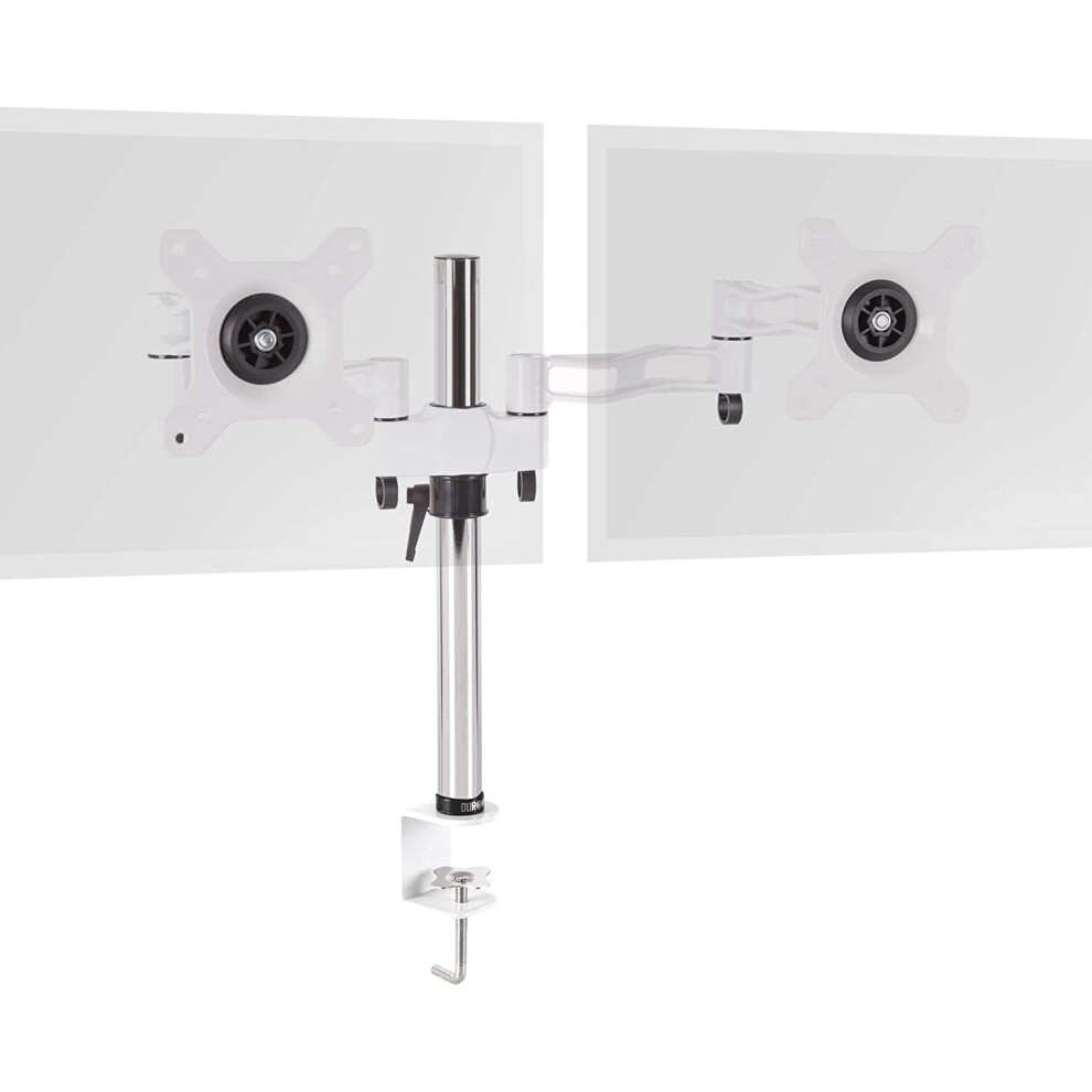 Duronic Dm352 /We Dual Monitor Stand For Two 13-27Â Pc Screens Up To 8Kg, Vesa, Ergonomic Arm With Adjustable Height/Tilt/Swivel/Rotation (White) White 5056311901081
