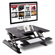 Duronic DM05D19 Sit-Stand Workstation, 72x56cm Desk Platform, Height Adjustable Desktop 16-42cm, Ergonomic Desktop Table Converter (black)