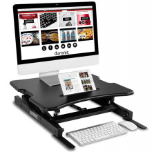Duronic DM05D18 Sit-Stand Workstation, 55x53cm Desk Platform, Height Adjustable Desktop 15-42cm, Ergonomic Desktop Table Converter (black)