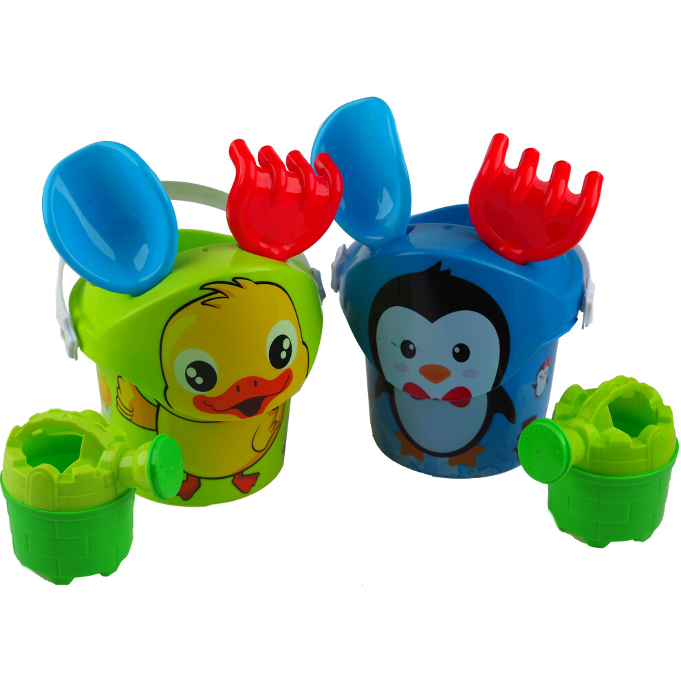 Chick Penguin Bucket Sets - With Spade Rake And Watering Can (Set of 2)