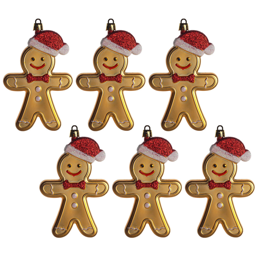 Gingerbread Man Novelty Christmas Tree Baubles Decorations (Set of 6)